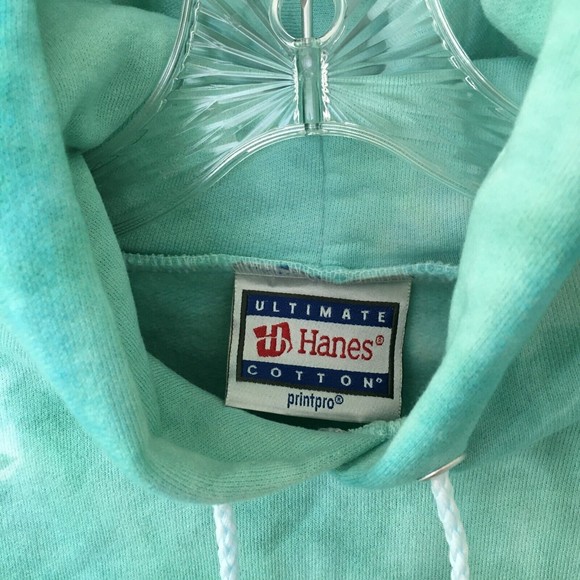 Vintage Hanes Ultimate PrintPro Tie Dye Men's Heavyweight Green Hoodie- Size M - Picture 4 of 4